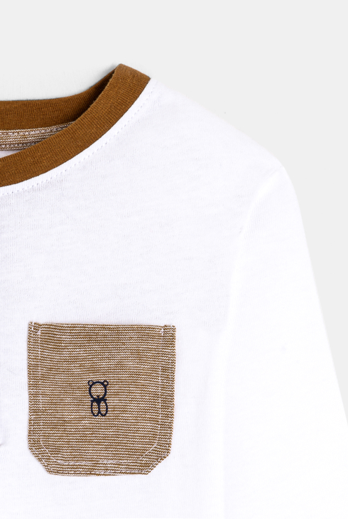 Langärmeliges T-Shirt mit Tunikakragen Weiß Baby Jungen