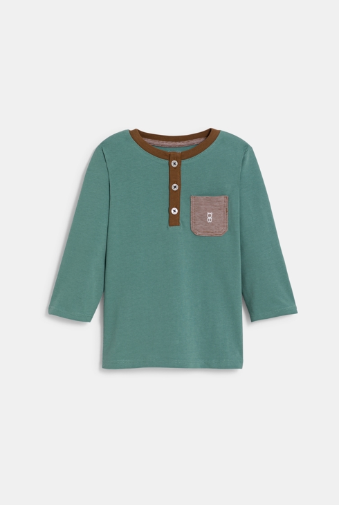 T-shirt tunisien manches longues vert bébé garçon