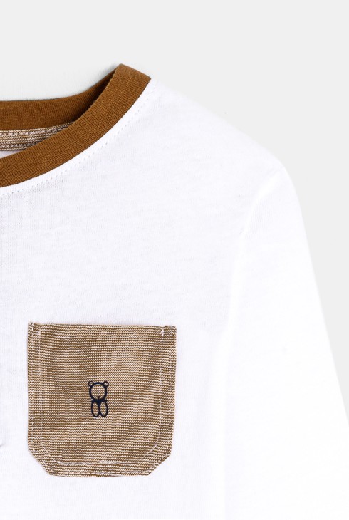 Bijela majica dugih rukava s ovratnikom s gumbima za dječake 2