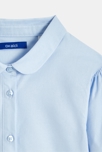 Camicia tinta unita con colletto tondo  turchese bambina 3