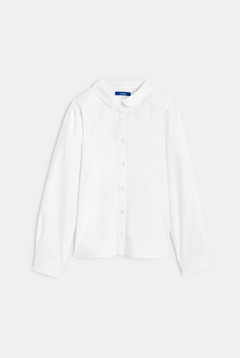Bijela jednobojna košulja s Petar Pan ovratnikom za djevojčice 2