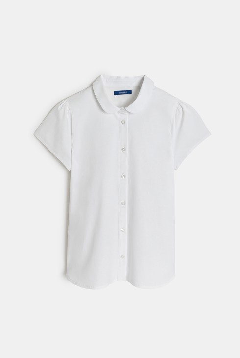 Chemisette unie à col Claudine blanche fille 1