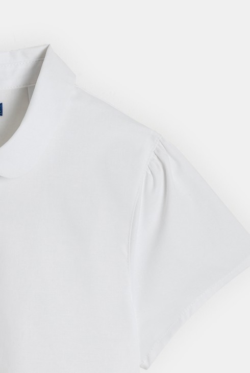 Jednobojna bijela košulja s ovratnikom Petar Pan za djevojčice 2