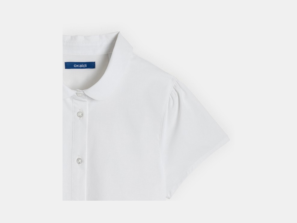 Chemisette unie à col Claudine blanche fille 2