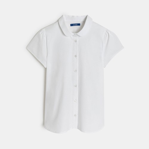 Chemisette Unie À Col Claudine Blanche Fille - Blanc - 6A - OKAIDI