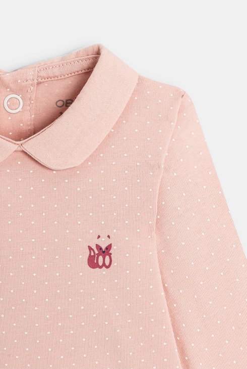 Bedruckter Body mit kleinem Kragen (3er-Set) Rosa