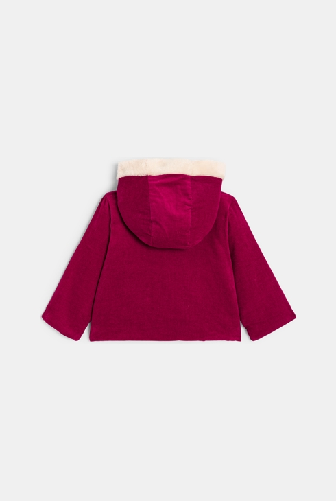 Veste chaude velours doublure sherpa rose naissance
