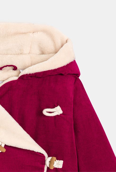 Warme Jacke aus Samt mit Sherpa-Futter Rosa 2