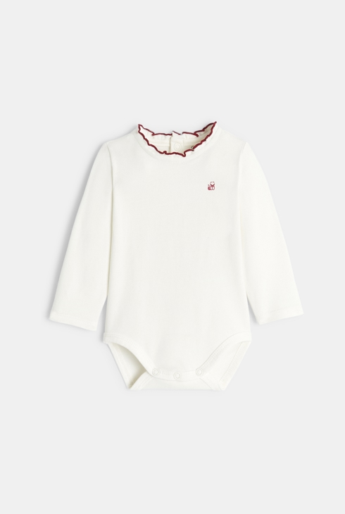 Žametni kombinezon s cvetličnim potiskom in bodi z volančkastim ovratnikom 2