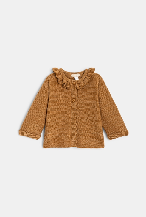 Rjava modna pletena jopica dojenček deklica 1