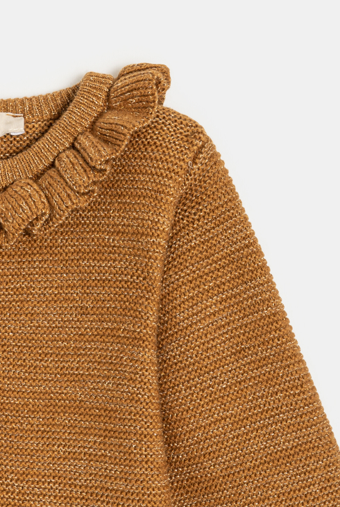 Rjava modna pletena jopica dojenček deklica 2