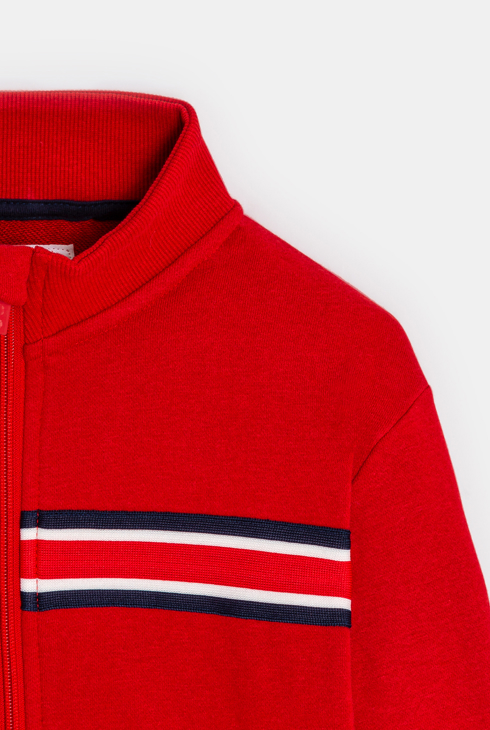 Rotes Sweatshirt mit Reißverschluss und Stehkragen für Jungen