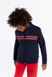 Blaues Sweatshirt mit Reißverschluss und Stehkragen für Jungen 1