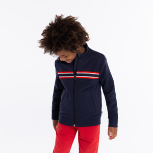 Sweat-shirt zippé col montant bleu garçon 1