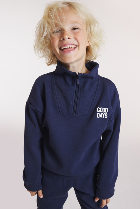 Boys blue trucker-neck sweatshirt 1