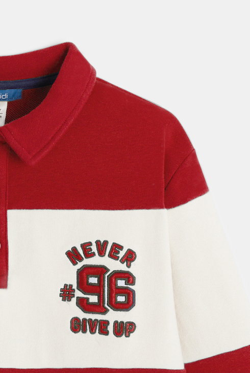 Sweat-shirt col polo rouge garçon
