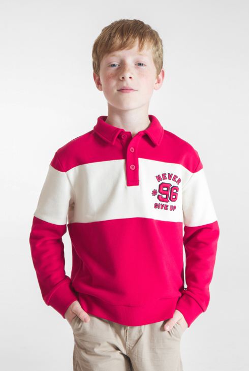 Rotes Sweatshirt mit Polokragen für Jungen 1