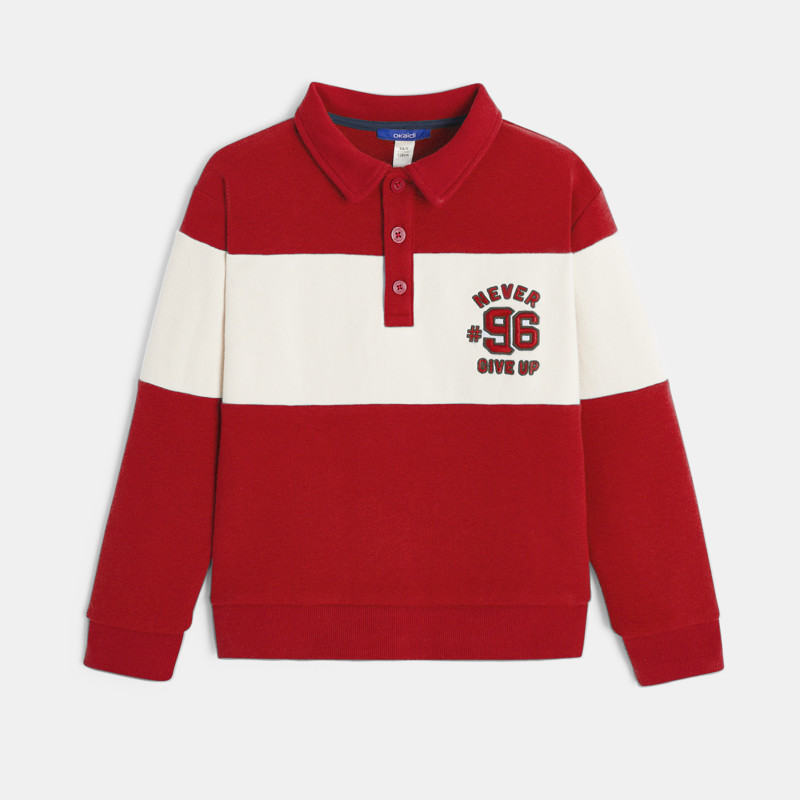 Sweat-shirt col polo rouge garçon - 8A