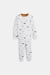 Pyjama 2 pièces en molleton motif dinosaure gris garçon