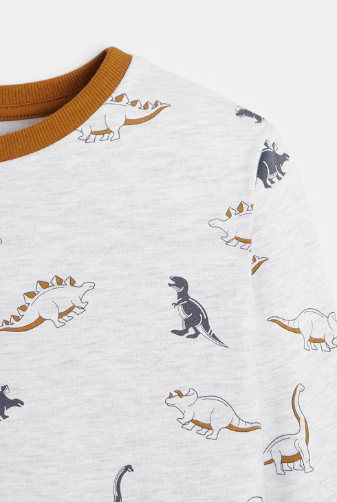 Pyjama 2 pièces en molleton motif dinosaure gris garçon 2