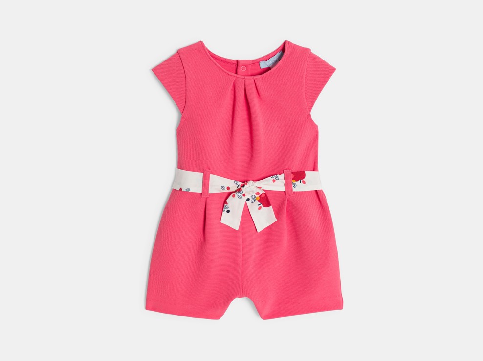 Combinaison courte fantaisie avec ceinture fleurie bébé fille 1