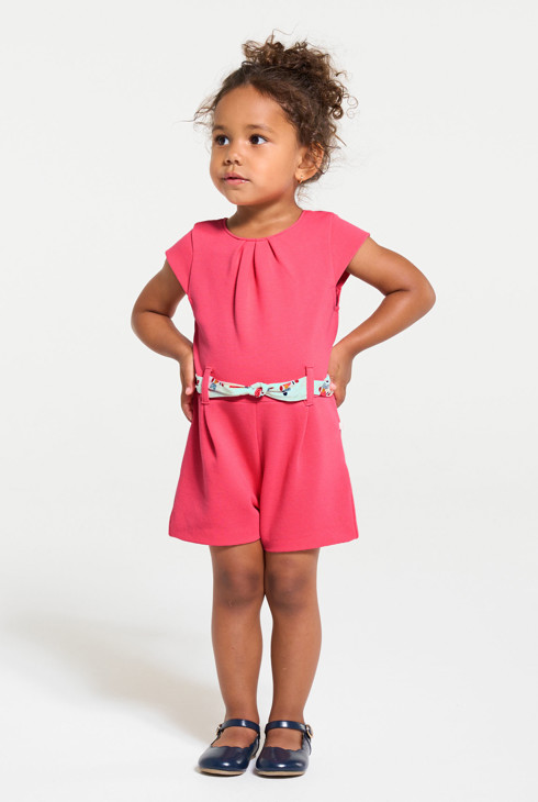 Combinaison courte fantaisie avec ceinture fleurie bébé fille 2