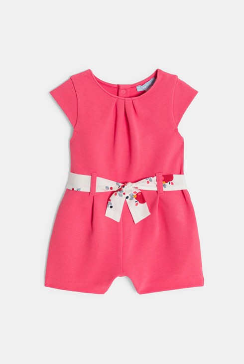 Modischer Kurzoverall mit geblümtem Gürtel Kleinkind Mädchen 2