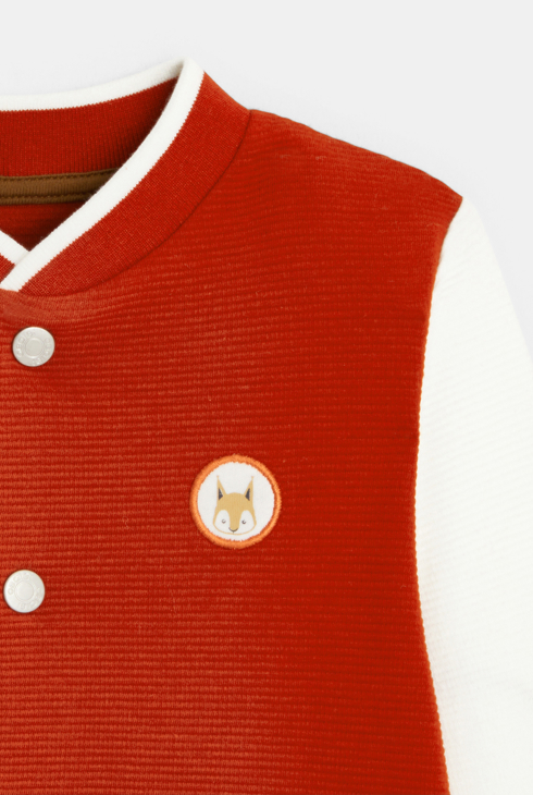 Zweifarbiges, geripptes Teddy-Sweatshirt Rotfuchs Orange Baby Jungen 2