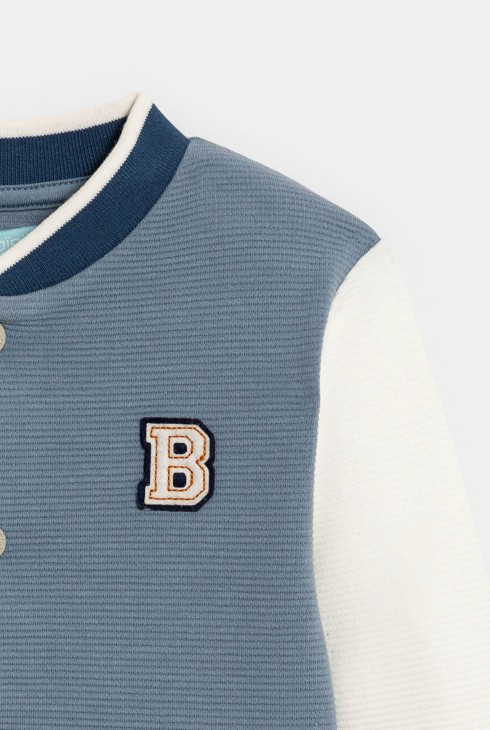 Felpa teddy bicolore blu a coste per bambino 2