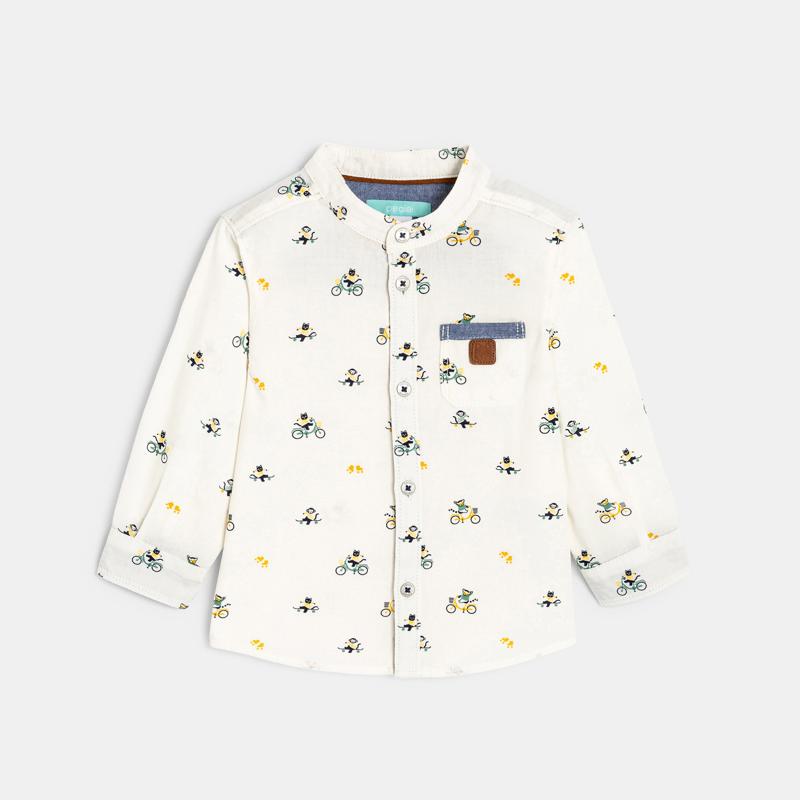 Chemise animaux coton fantaisie blanche bébé garçon - 3M