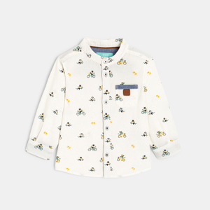 Baby boys' white cotton animal-patterned shirt 1