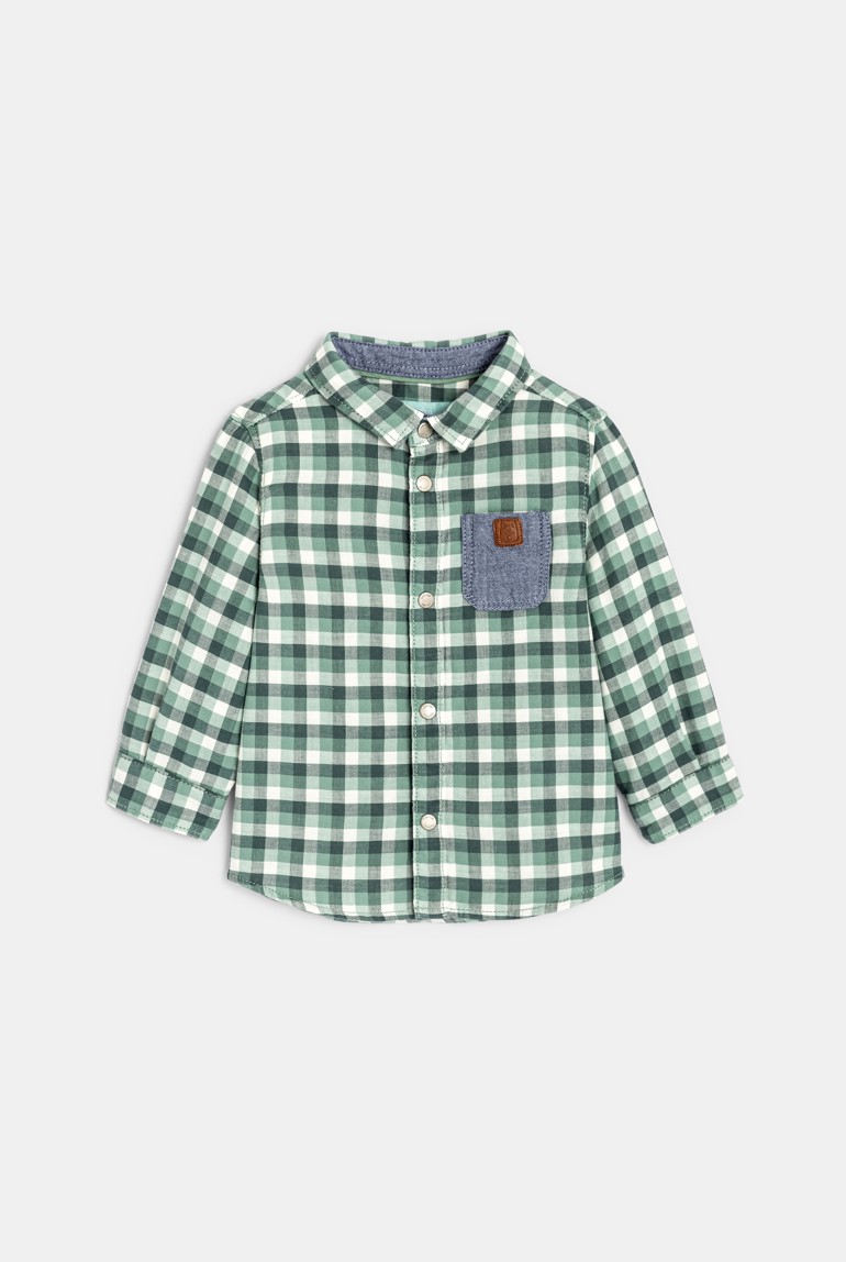 Chemise à carreaux en tubique vert bébé garçon 1