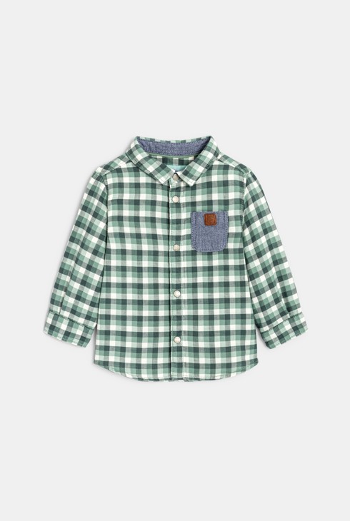 Chemise à carreaux en tubique verte bébé garçon 1