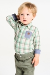 Chemise à carreaux en tubique verte bébé garçon 1
