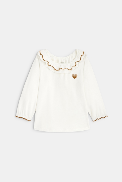 T-Shirt mit Rüschenausschnitt Weiß Baby Mädchen