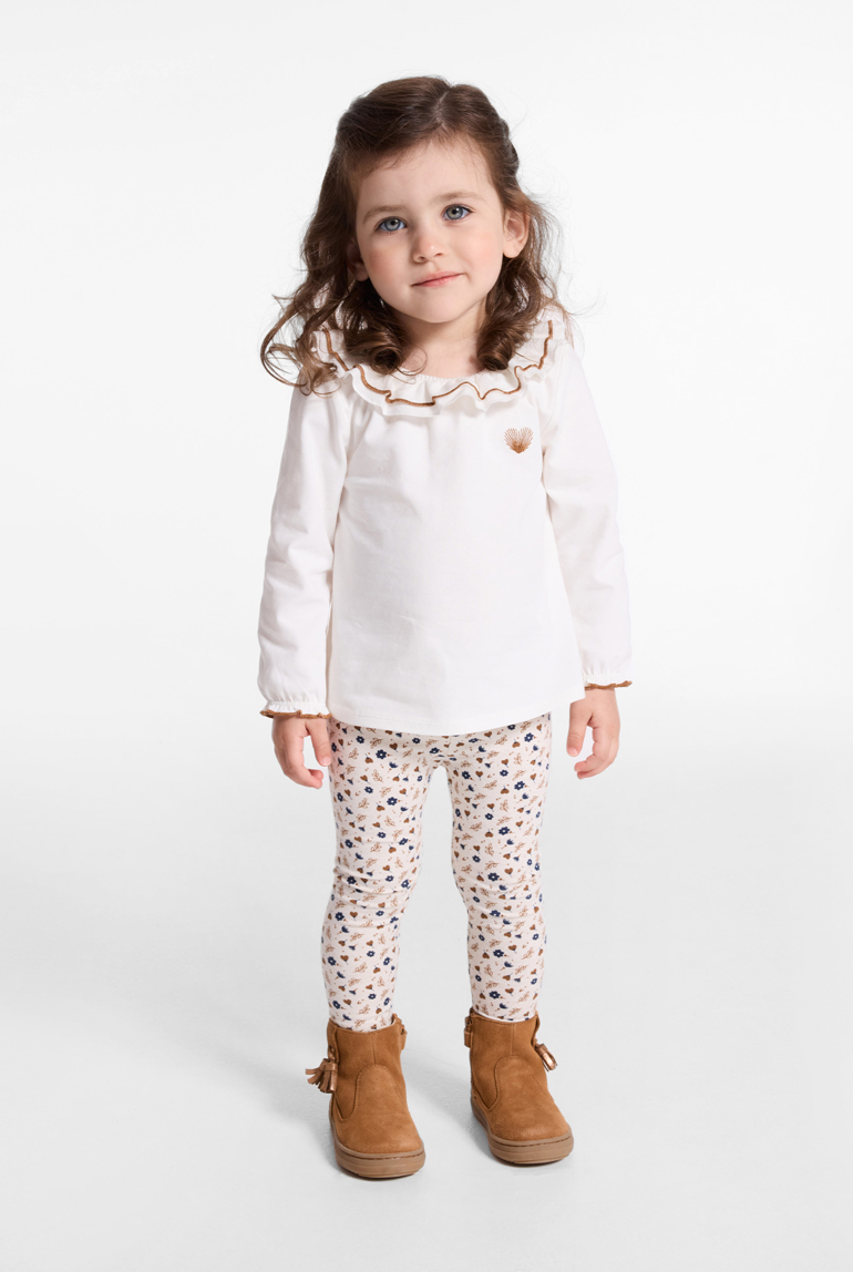 T-Shirt mit Rüschenausschnitt Weiß Baby Mädchen 1