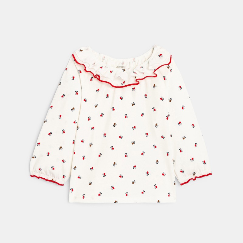 T-Shirt mit Rüschenausschnitt Rot Baby Mädchen
