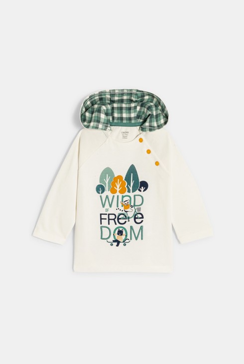 T-Shirt mit Kapuze und Tiermotiv Weiß Baby Jungen 2