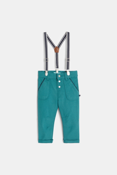 Variable modische Baby-Hose aus Baumwolle mit  blauen Trägern für Jungen 1
