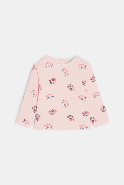 Sweat en molleton fleuri rose bébé fille 1