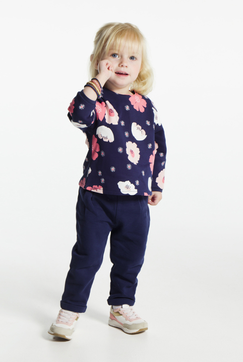 Sweat en molleton fleuri bleu bébé fille 1