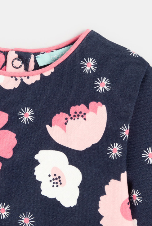 Bluza dzianinowa w kwiatki niebieski niemowlę dziewczynka 2