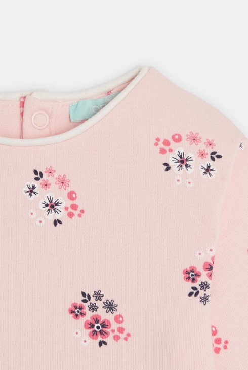 Sweat en molleton fleuri rose bébé fille 2