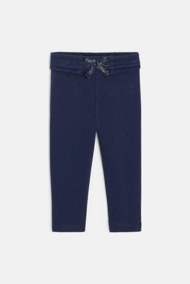Pantalon maille fantaisie ceinture élastique bleu bébé fille 1