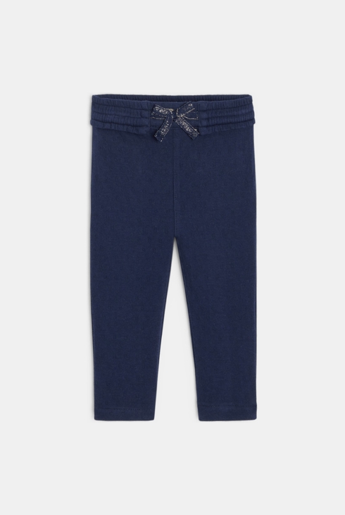 Pantalon maille fantaisie ceinture élastique bleu bébé fille 1
