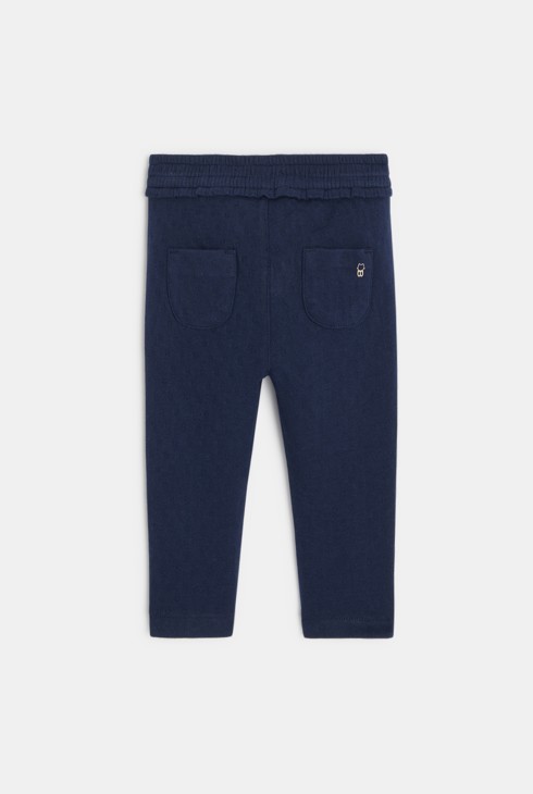 Pantalon maille fantaisie ceinture élastique bleu bébé fille