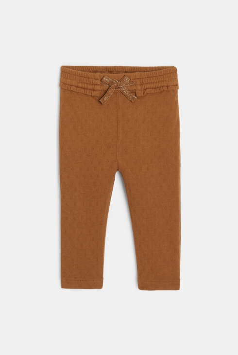 Modne pletene hlače z elastičnim pasom rjava dojenček deklica 1