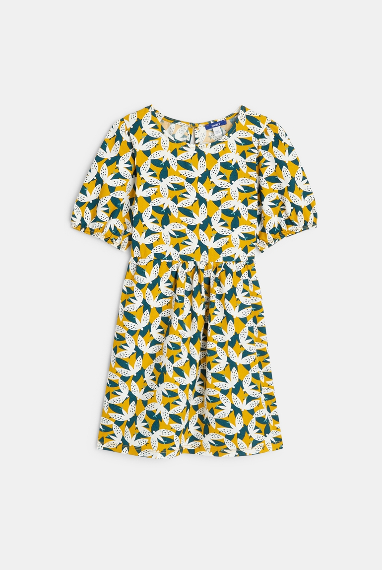 Bedrucktes Kleid mit Ballonärmeln Grün Mädchen 1