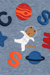 T-shirt effet 2 en 1 rayé chat astronaute bleu bébé garçon 2