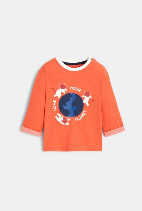 T-shirt chats astronautes orange bébé garçon